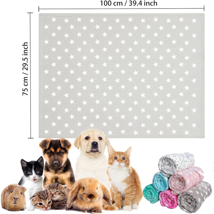 М'яка ковдра для собак та котів LeerKing: двошарова флісова ковдра 100 x 150 см (світло-сірий + зелений)