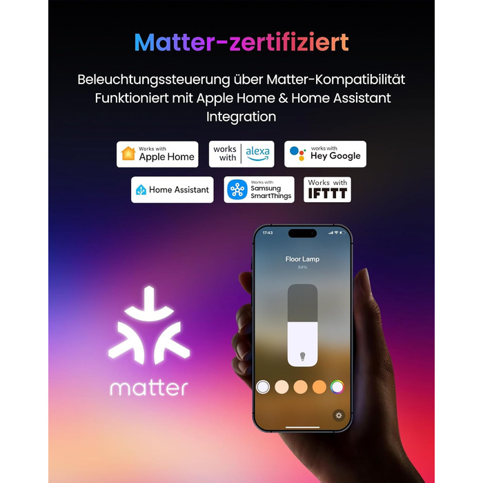 SwitchBot LED торшер для вітальні з RGBCC, керування через додаток, сумісний з Apple Home, Alexa, Google Home, чорний, з режимами сцени та музики