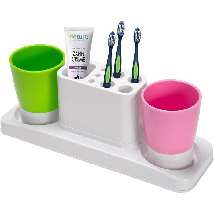 Plastic toothbrush holder, bathroom toothbrush holder, with 2 cups