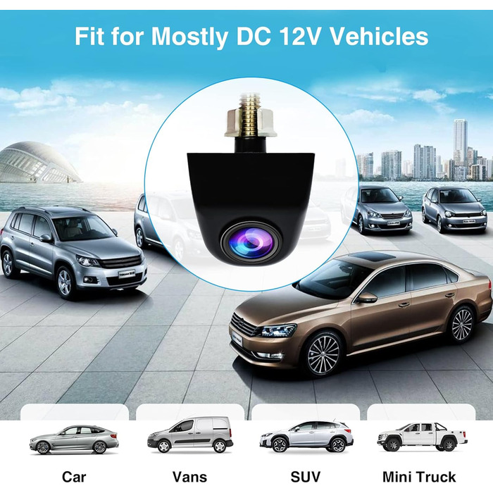 Автомобільна HD камера заднього виду PARKVISION, 142° широкий кут, нічне бачення, металевий корпус, паркувальні лінії, чорна