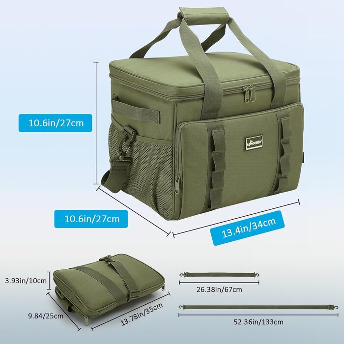 UPEELIFE Cooler Bag 24L, Large Foldable Lunch Bag Insulated Bag, Waterproof Picnic Bag, Cooler Bag with Shoulder Strap for Picnics, BBQs, Shopping, Beach, Camping