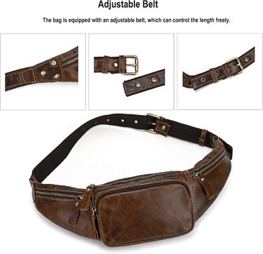 Чоловіча поясна сумка з натуральної шкіри Luufan, колір кавовий