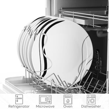 Набір тарілок VEWEET Fiona Porzellan: 6 штук, діаметр 27,4 см. Ідеально для щоденного використання: обідні, десертні, тарілки для пасти та сніданку. Безпечно для мікрохвильової печі та посудомийної машини.