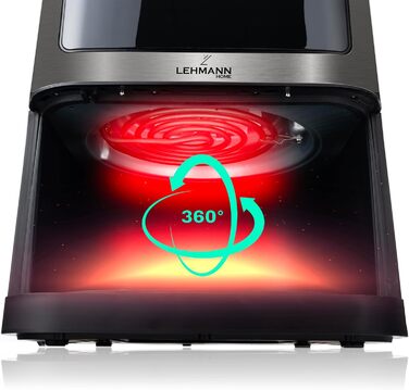 Горизонтальний фритюрник Lehmann 8л, 1800 Вт з оглядовим вікном, регулюванням температури до 200°C, 12 програм, таймером, антипригарним покриттям, для приготування на грилі, випікання та смаження з використанням технології Air Fry