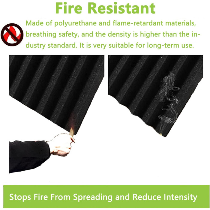 Акустичний поролон Foneso для звукоізоляції, 30x30x5 см, висока щільність 25кг/м³, шумопоглинаючі 3D панелі для студії, офісу та кімнати запису, чорний (48 шт)