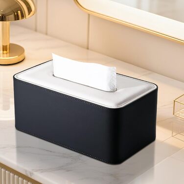 Стильна коробочка для серветок KINGFOM з PU шкіри - для офісу, авто, дому (чорний)
