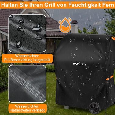 Чохол для гриля Tavaler 76x66x110 см, водонепроникний 420D Оксфорд, захисна накидка для газового гриля Weber, Enders, Char Broil