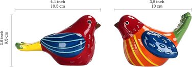 Bico Red Spring Bird Salt and Pepper Shakers, hand-painted, dishwasher-safe