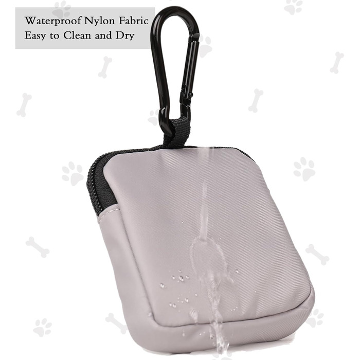 Сумка для ласощів для собак COOWONE з кликером для дресирування, водонепроникна, з карабіном, для прогулянок, утримувач для пакетів для вигулу собак, чорна та сіра