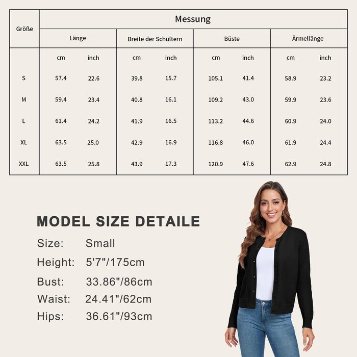 Кардиган жіночий KESSER, чорний, розмір M: теплий, класичний, з довгим рукавом, з ґудзиками, для осені та зими