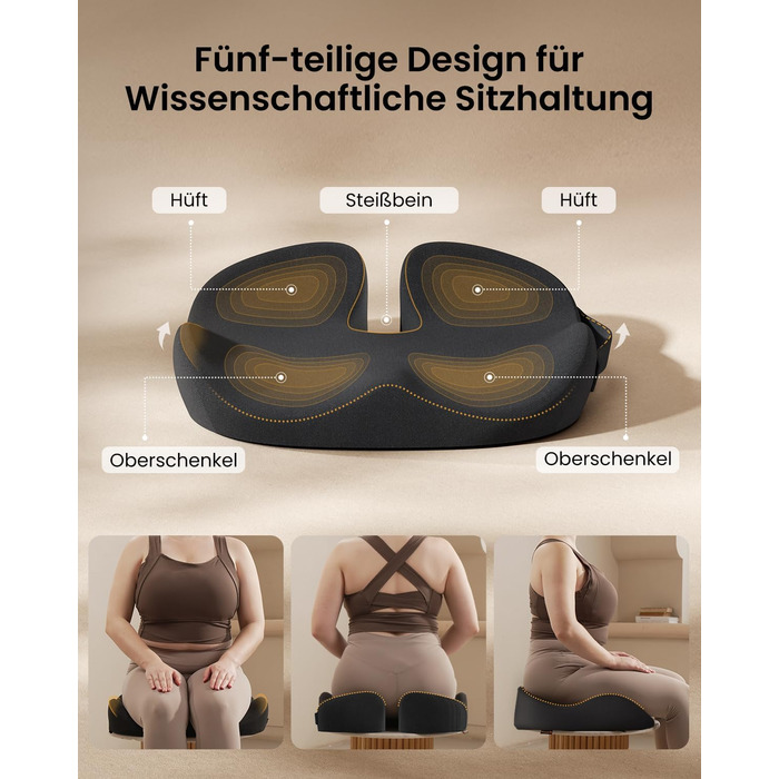 Крісло-подушка ProtoArc для офіса та авто, X-Large, з пам'яті ефектом, чорний, ергономічна підтримка спини