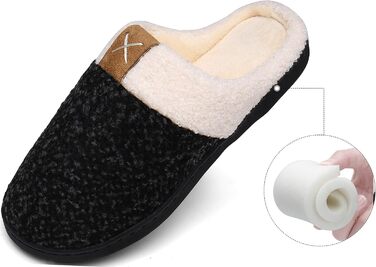 Mishansha Унісекс Теплі Домашні Тапочки з Піною з Пам'яттю для Будинку та На Зіт, Розміри 36-47, Чорний Онікс, 44/45 EU