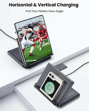 Зарядний пристрій GEEKERA 3-в-1: бездротова зарядка для Samsung Galaxy Z Fold/Flip, Fitbit Sense/Versa, Galaxy Buds (чорний)