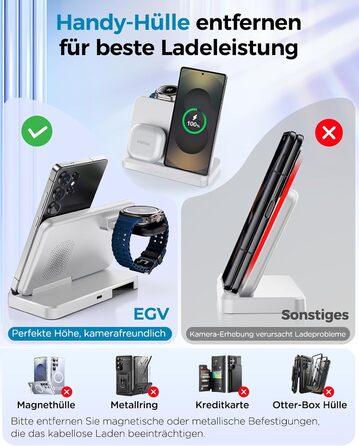 Бездротова зарядка EGV 3-в-1 для Samsung Galaxy S25 Ultra/S24/S23, Z Fold/Flip 7/6, Buds, Watch Ultra/8/7 - без адаптера