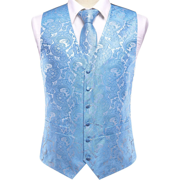 Жилет чоловічий Hi-Tie вінтажний з коміром, однобортний, без рукавів для весілля, офіційних заходів (Blaues Paisley, L)