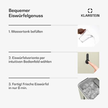 Машина для приготування льоду Klarstein Eiswürfelmaschine - 12 кг/24 год, 8 хв цикл, резервуар 1,5 л, LED-дисплеї, портативна Chill Out, прозорий кришка, лопатка в комплекті, для вечірок, кремовий колір