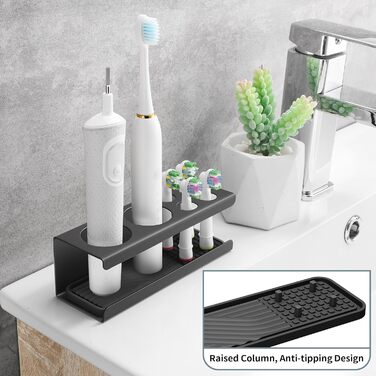 Тримач для електричної зубної щітки, нержавіюча сталь, настінний, без свердління, чорний | Тримач для насадок