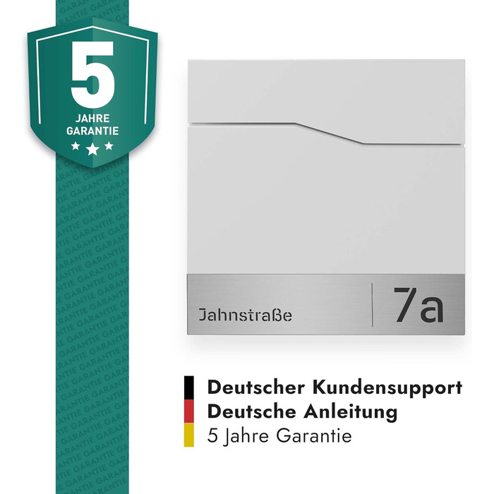 Поштова скринька біла з газетницею TRELLEBORG (RAL 9016), персоналізована - з іменем, вулицею та номером будинку, з комплектом для монтажу. Металева, сучасна.