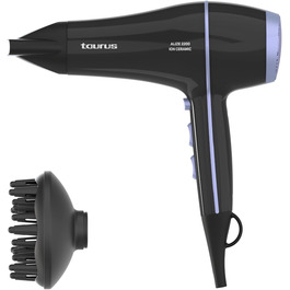 Фен Taurus Alize 2200 з іонізацією та керамічним покриттям | 6 режимів, холодний потік, концентратор та дифузор | Чорний