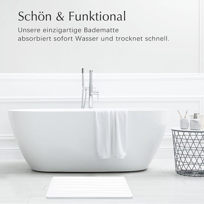 Amilutuo Badematte Stein, Diatomite Stone Bath Mat, Non-Slip Stone Bath Mat, Quick-Drying Stone Bath Mat (Gray-White C, 60 x 39 cm) Gray-White C 60 x 39 CM