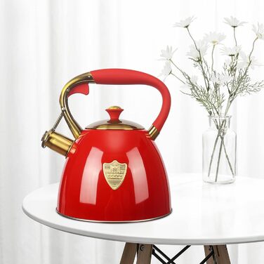 Чайник для плити Teekessel 2.9 л з нержавіючої сталі - червоний, для подорожей