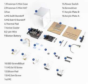 Корпус Mini-PC для Raspberry Pi 5 з SSD NVMe M.2, охолодження PWM та RGB-підсвіткою (без Raspberry Pi)