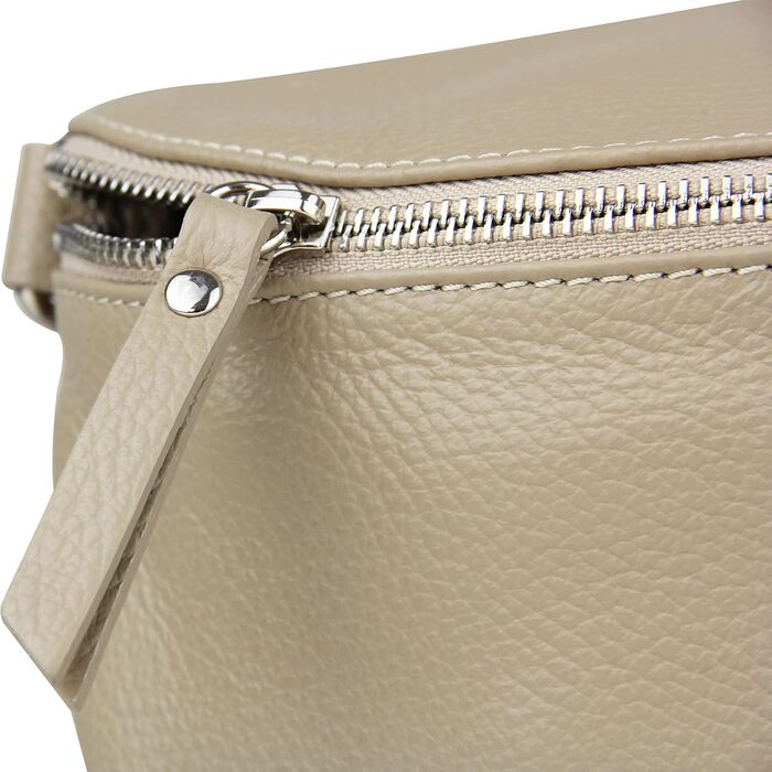 Сумка-бананка жіноча Frentree зі шкіри, Італія, крос-боді, Taupe (срібло), Maxi