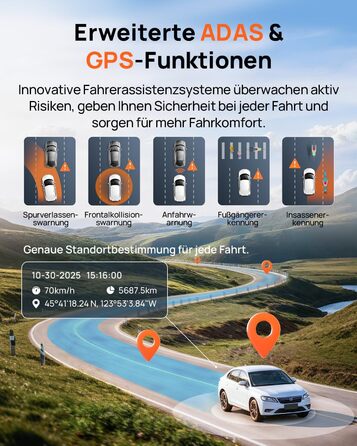 Автомобільний відеореєстратор 70mai A810S 4K з HDR, нічним баченням STARVIS 2, ADAS та карткою пам'яті 128ГБ, 24/7 моніторинг паркування