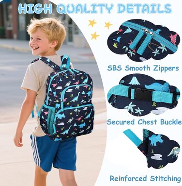 Дитячий рюкзак RAVUO для дівчаток та хлопчиків, шкільний рюкзак з нагрудним ременем, рюкзак для дітей 3-8 років, рюкзак у формі єдинорога/динозавра, для дошкільного віку та 1 класу