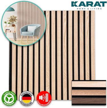 Акустичні настінні панелі KARAT з натурального шпона для шумоізоляції та звукопоглинання, дерево та фетр (60 x 60 см, Білий дуб)