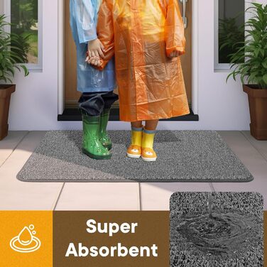 Привідний килимок Mibao 40x60 см, протиковзкий вбираючий килим для вхідних дверей, вологостійкий підкладник для взуття та лап тварин, світло-сірий