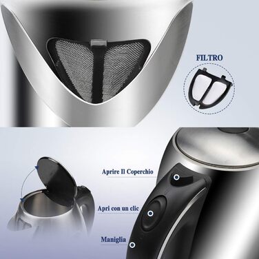 Електрочайник EXTRASTAR з нержавіючої сталі, 1.7 л (1739)