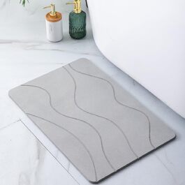 Діатомітовий килимок для ванної Pure 4Home Kieselgur 60x40 см, швидкосохнучий та антибактеріальний, ковзаннястійкий, сірий (Waves Gray)