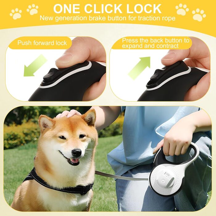 Висувна поводок для собак та котів Rollleine 3м з LED-підсвічуванням, до 15 кг