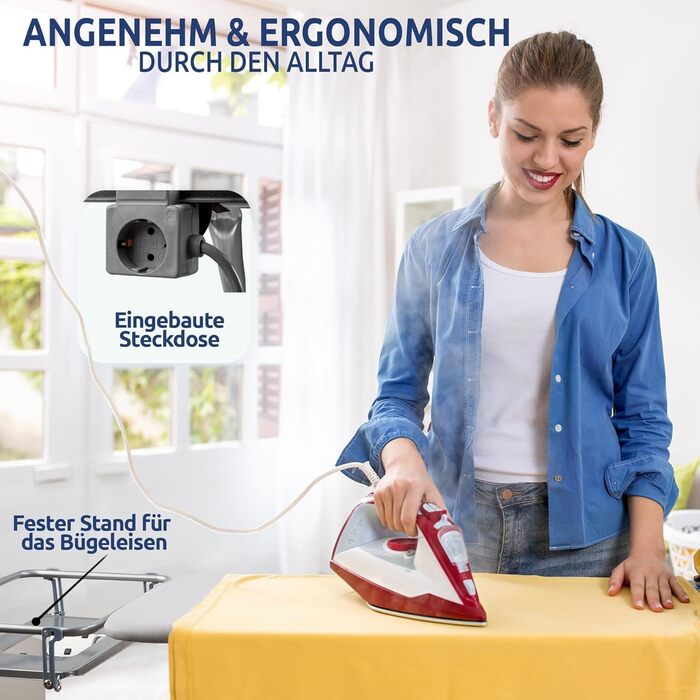 Сталевий XXL-Bügelbrett від STAHLMANN® для парогенераторів [130x48 поверхня для прасування] – стабільний стіл для прасування з покриттям [100% бавовна], Made in EU