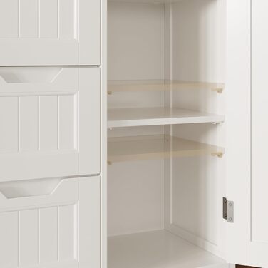 Bealife Bathroom Cabinet, Narrow Vanity Storage Cabinet with 4 Drawers, Cupboard Door, Adjustable Partition, Suitable for Bathroom, Living Room, Kitchen, Hallway