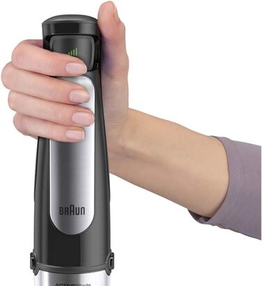 Блендер Braun MultiQuick 7 MQ 7025X, 3-в-1, 1000 Вт, подрібнювач 350 мл, вінчик, плавне регулювання швидкості, чорний, модель 2019, 3 насадки