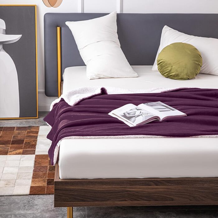 Плед Mixibaby для дому, теплий та м'який, 150 x 200 см, фіолетовий