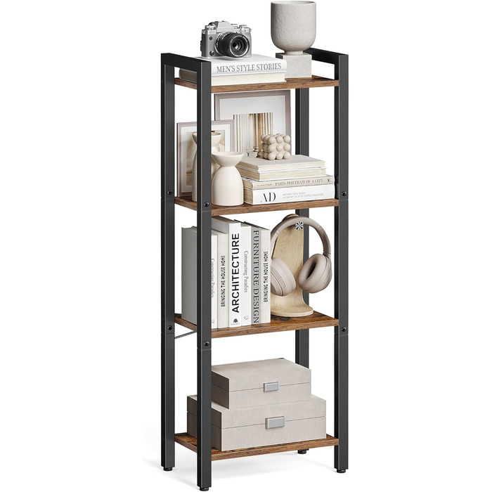 VASAGLE 4-Tier Regal - Vintagebraun & Tintenschwarz