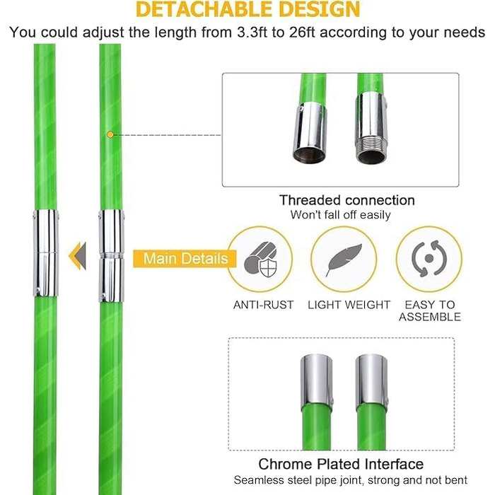 Telescopic pole pruner 8m handsaw, adjustable length, palm high-reach pole with carrying bag, garden tool for cutting palms and shrubs.