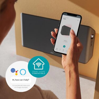 Електричний конвектор Duux Edge Smart 1500W - енергозберігаючий нагрівач для ванної кімнати, з термостатом, для приміщень до 20 м² - сірий