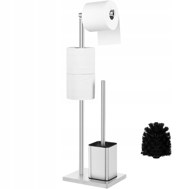 Підставка-тримач для туалетного паперу та йоржика для унітазу, срібляста, нержавіюча сталь, стиль Лофт