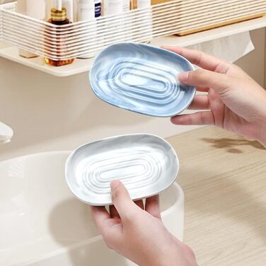 2 шт. мильниця керамічна, антиковзка, тримач для мила, мармур, овальна, для ванної, кухні, душу
