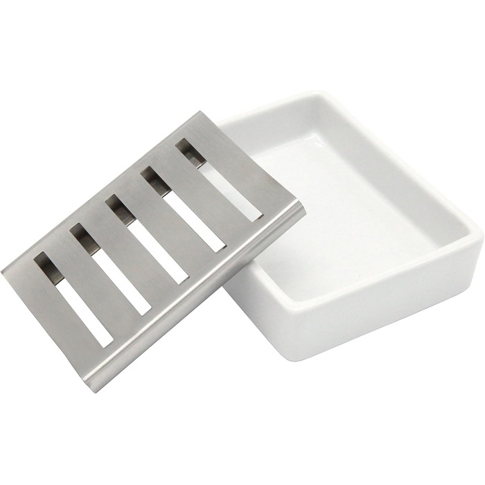 Миска для мила Lofekea з кераміки та нержавіючої сталі, двошарова мильниця для ванної та душу