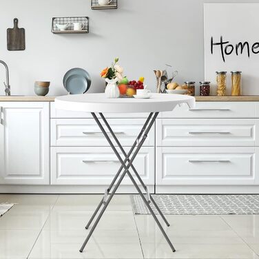 Складний стіл HollyHOME квадратний 87 см для кемпінгу, саду, балкону, кухні, BBQ, вечірок - білий