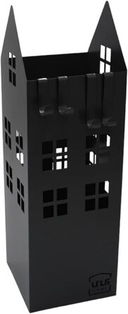 Підставка для парасольки UNUS з піддоном для води, 4 гачки, 16x16x49 см (Чорний, для дому)