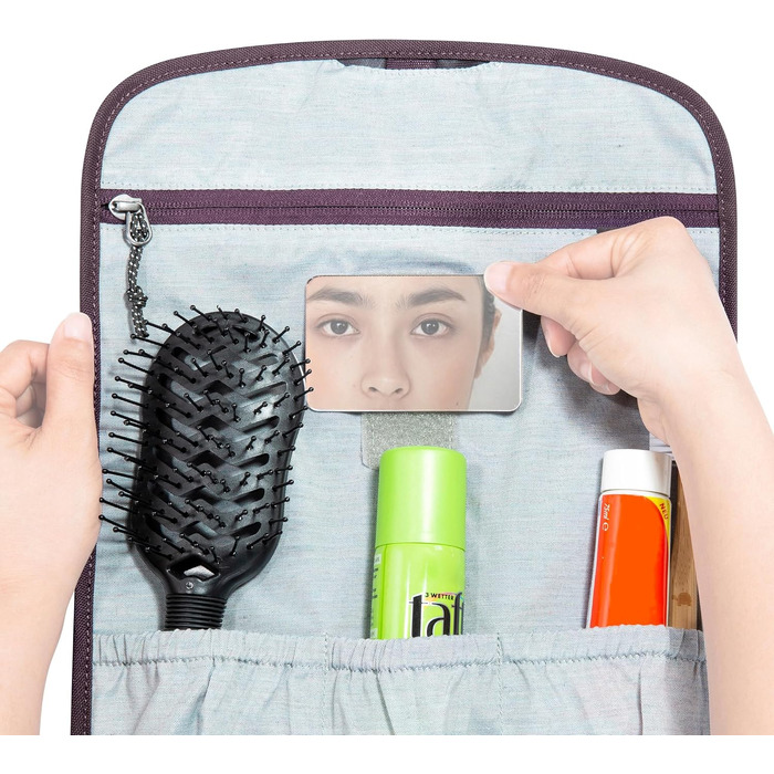 Дорожня косметичка Tatonka Small Travelcare — плоска сумка для гігієни з дзеркалом та відділеннями, Midnight Plum (15 x 27 x 4 см)