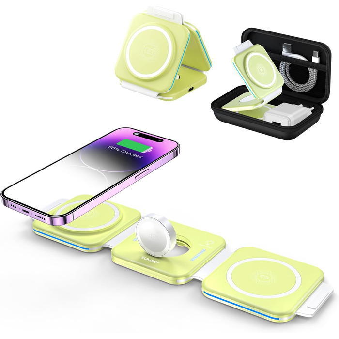 3-в-1 Бездротова зарядка для Apple Watch, iPhone та AirPods (жовта)