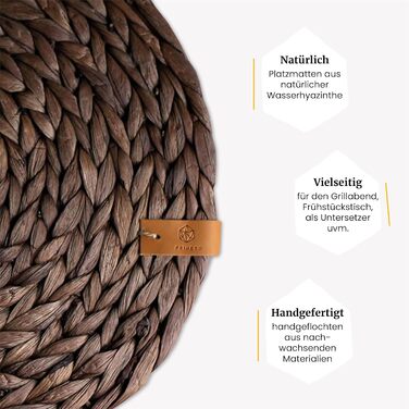 Oslo Table Setting Set Round Water Hyacinth Natural - (6, 38cm brown)