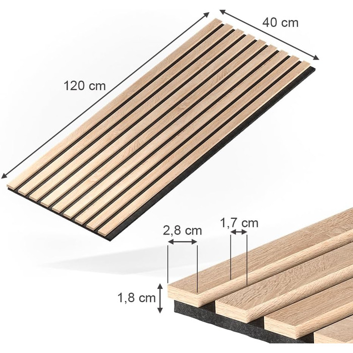 Акустичні настінні панелі Vicco для покращення звукоізоляції приміщення, колір дуб, 8 шт.
